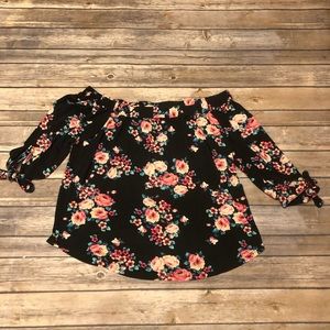 Black Floral Off the Shoulder Top